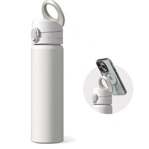 White Insulated Water Bottle with Phone Holder - AquaStand
